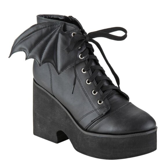 Iron Fist Bat Wing Platform Ankle Boot US 9 EU 40 NIB Halloween Goth - Picture 6 of 15